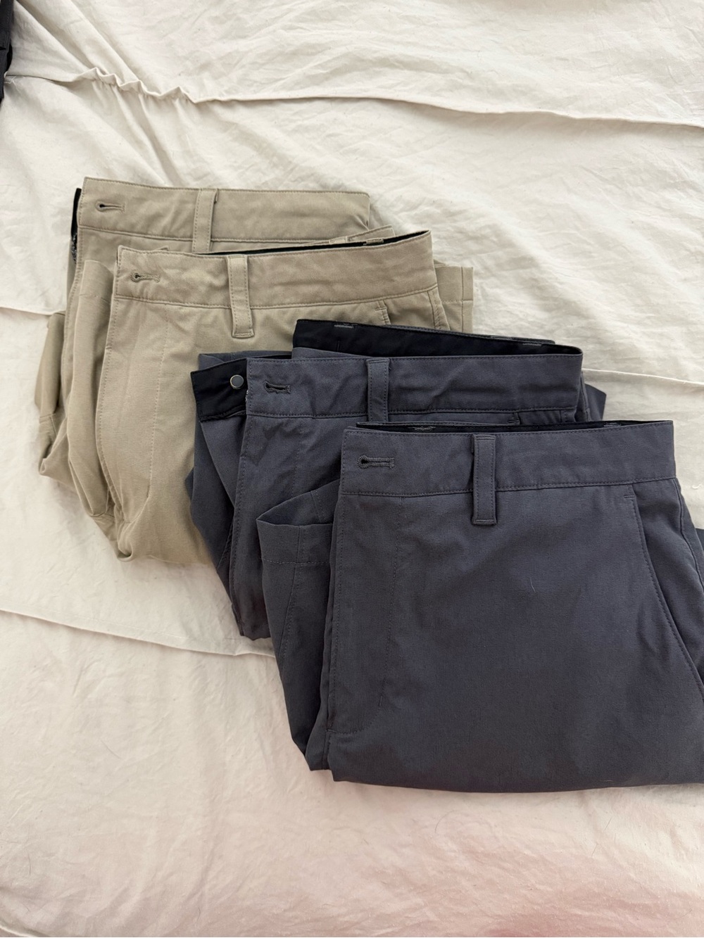 4 pack $100 or 1 for $32 Everyday Stretch Shorts 2 Charcoal 2 Khaki
